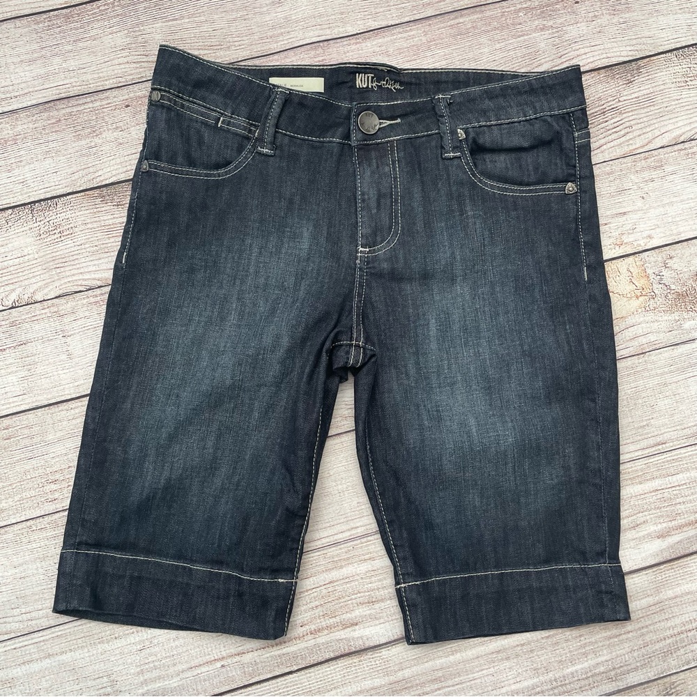 Kut from the Kloth Women’s Natalie Denim Bermuda Shorts Dark Wash